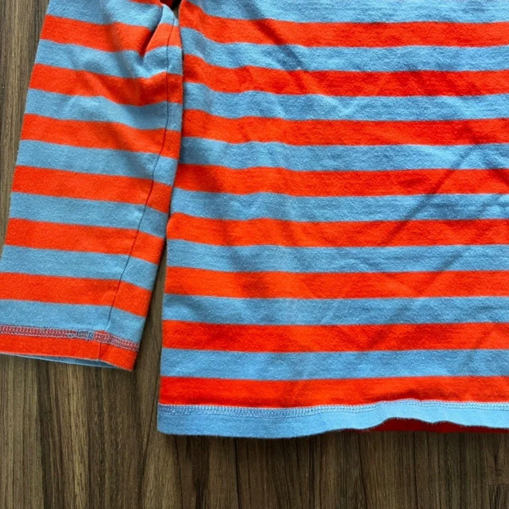 Boden Cotton Striped Crew Neck Long Sleeve Tee Blue Red Stripes size 8-9Y 134cm‎
